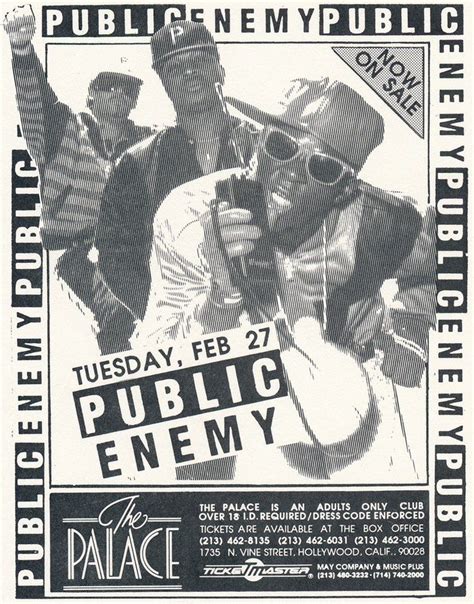 Public Enemy At The Palace Los Angeles Feb 27 1990 Hip Hop Poster Concert Flyer Music