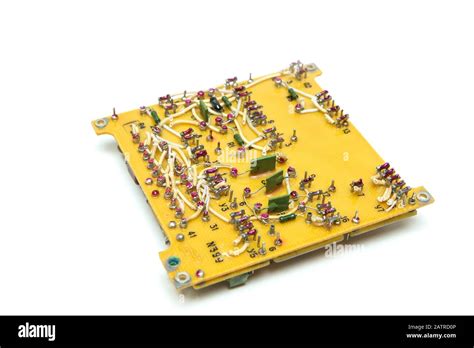The Old Vintage Circuit Board With Several Electronic Components Stock