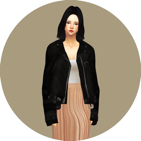 Accleather Jacket가죽 자켓악세사리 여자 의상 Sims4 Marigold Jackets Clothes