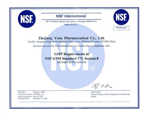 2018 Nsf Certificate Updated Nsfcertificationquality System Herbs
