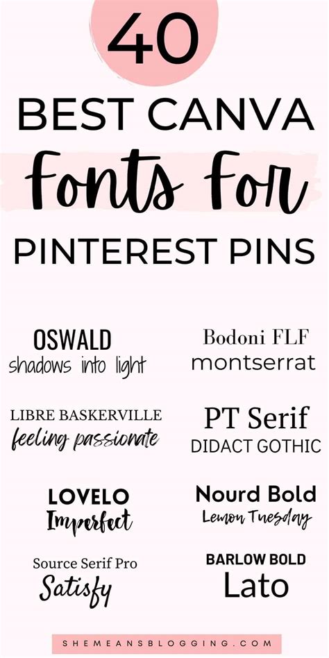 40 Best Canva Fonts For Pinterest Pins Blogg Inspired