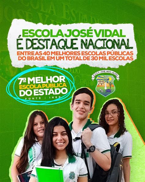 Escola José Vidal é Destaque Nacional Entre As 40 Melhores Escolas