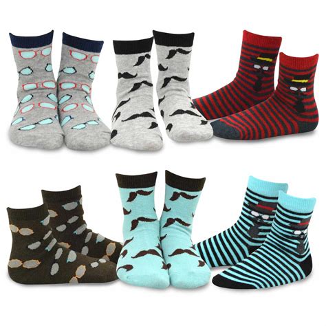 Teehee Little Boys Cotton Fashion Crew Socks 6 Pair Pack For Boys