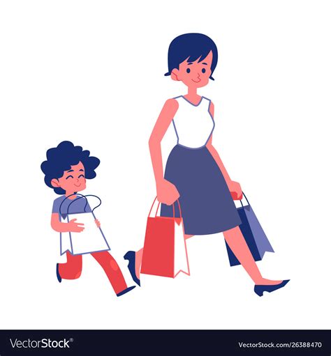Polite Child With Good Manners Helping A Woman Vector Image