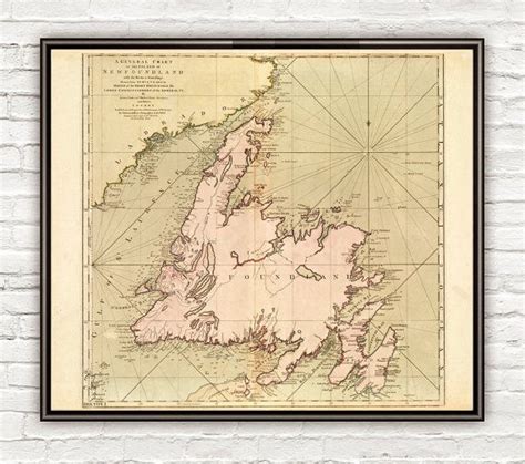 Old Map Of Newfoundland Canada 1755 Vintage Map Vintage Etsy