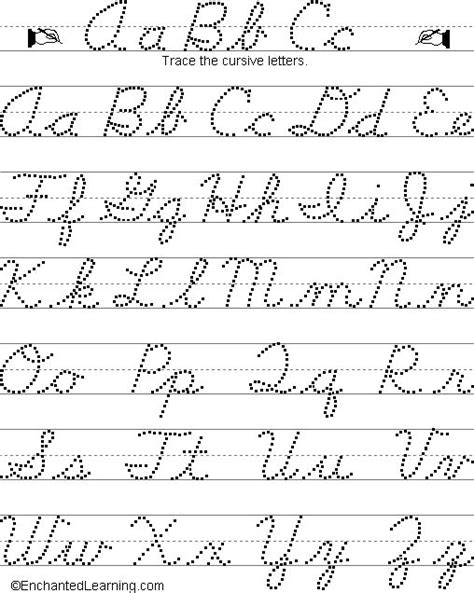 Printable Cursive Alphabets Capital And Small Letters Worksheet