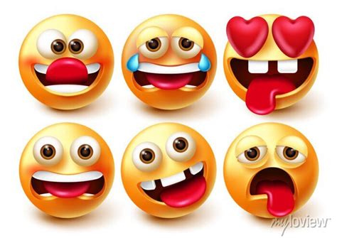 Smiley Emoji Vector Set Smileys 3d Emoticon Characters In Funny Wall