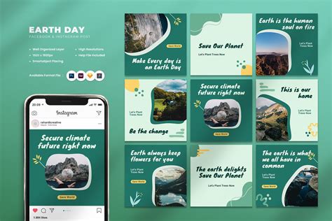 Earth Day Instagram Post Social Media Templates ~ Creative Market
