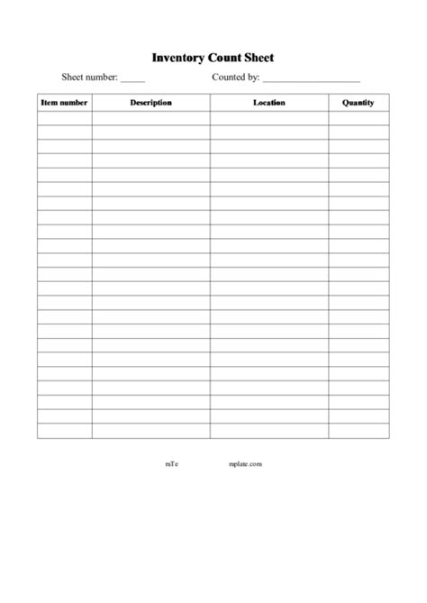 Top Inventory Count Sheets Free To Download In PDF Format