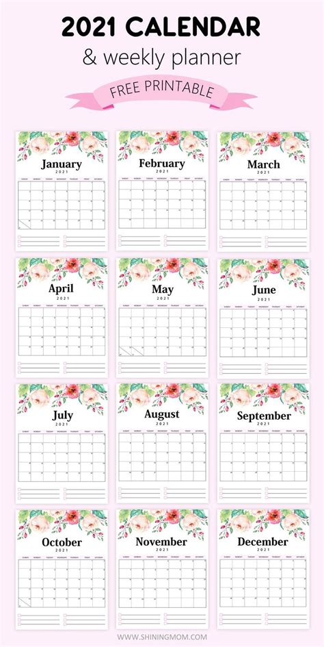 Free Editable Weekly 2021 Calendar Custom Editable 2021 Free