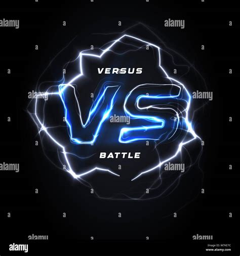 Versus Vs Ronda Logotipo Azul Batalla Headline Plantilla Rayo