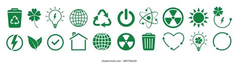 Set Ecology Icons Nature Green Icons Stock Vector Royalty Free