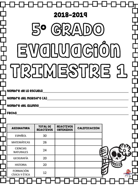 Examen EvaluaciÓn 1er Trimestre Todas Las Materias 5º Y 6º Grado