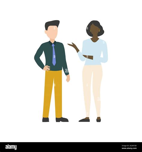 The Man Talking To A Woman Two People Talking Business Vector