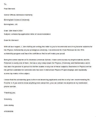 Home/admission, jobs and scholarship/sample getfund scholarship application letter. FREE 8+ Sample Letter of Recommendation For Scholarship in ...