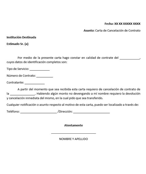 Carta De Cancelación De Contrato 【 Ejemplos Y Formatos 】word Pdf