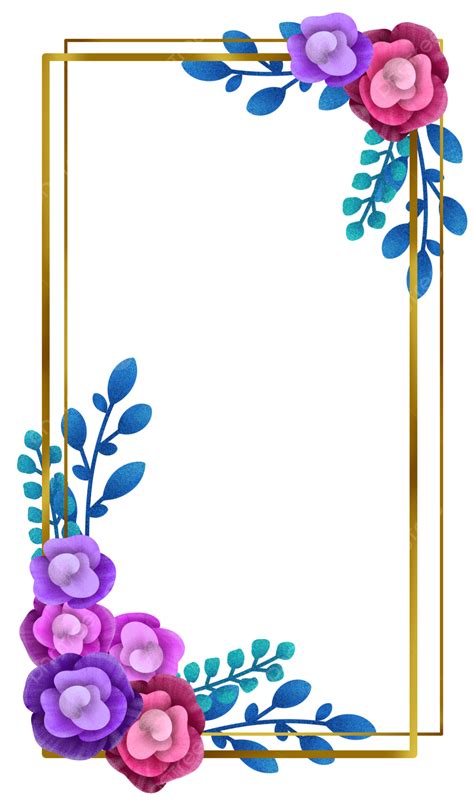 Wedding Invitation Border Clipart Hd Png Pink Purple Blue Flower Gold