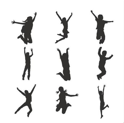 Happy Jumping Children Silhouette Vector Free Download