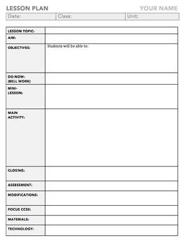 Do they have knowledge of the. Common Core Lesson Plan Template for Middle and High ...