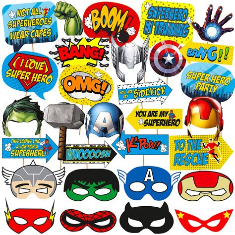 buy party propz superhero theme birthday decorations photo booth props and combo 30pcs s and