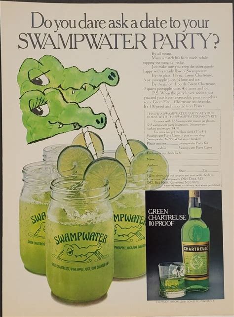 1977 Chartreuse 110 Proof Swampwater Cocktail Alcoholic Drink Print Ad Ebay