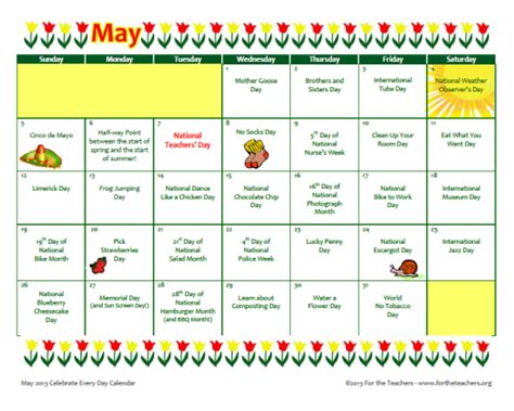 May2013celebrateeverydaycalendar For The Teachers