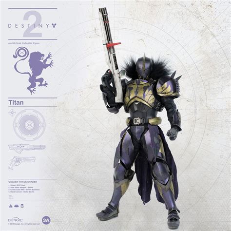 Destiny 2 Action Figure 16 Titan Golden Trace Shader 32 Cm