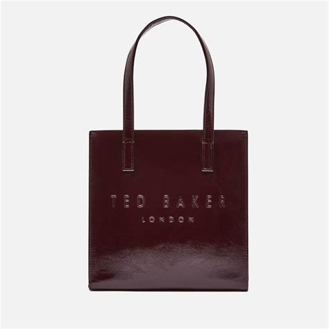 Ted Baker Alicon Crinkle Patent Embossed Small Icon Tote Bag In Red