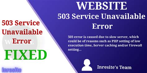 503 Service Unavailable Error How To Fix Inresite