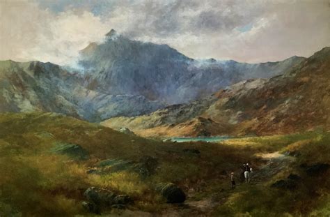 2of2 Huge Magnificent 19thc Snowdonia Mountain Welsh Landscape Oil