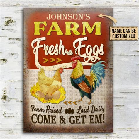 Vintage Farmhouse Wall Decor Personalized Fresh Eggs Sign Etsy