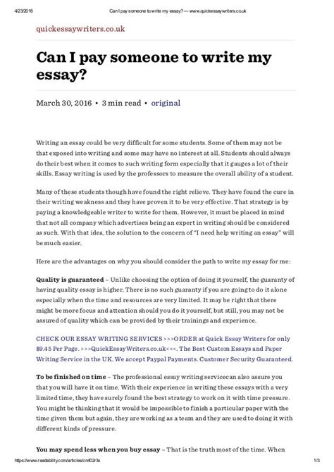 Pay Someone To Write An Essay For You Freepretty