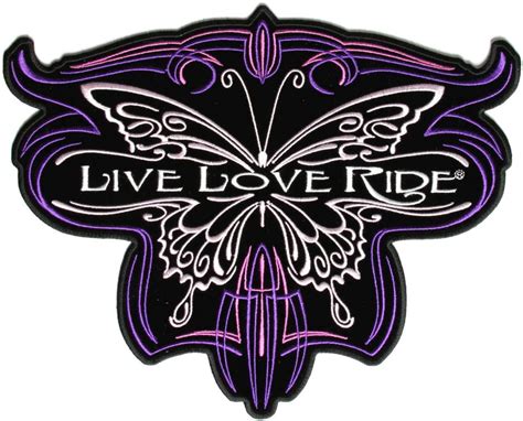 154embroidered patch with heat sealed backing for easy application.measurements: Live Love Ride Butterfly Lady Biker Back Patch | Harley ...