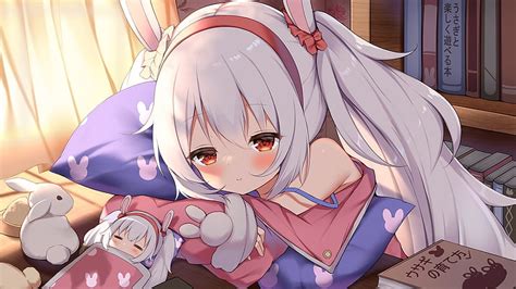 Laffey Azur Lane Sleepy White Hair Loli Anime Games Bunny Ears