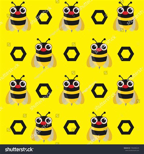 Cute Bee Hexagon Illustration Drawn Vector Stock Vector Royalty Free