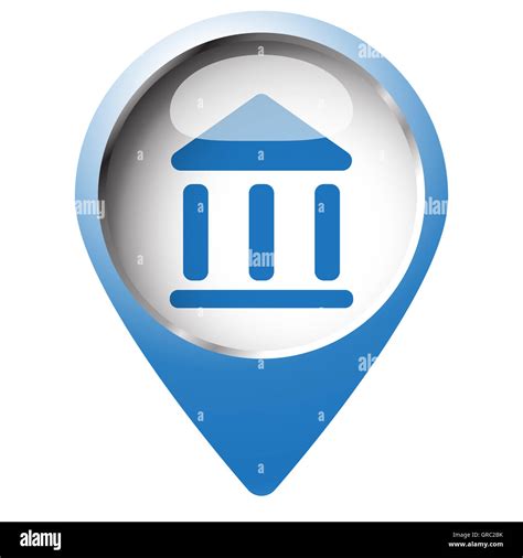 Map Pin Symbol With Museum Icon Blue Symbol On White Background Stock