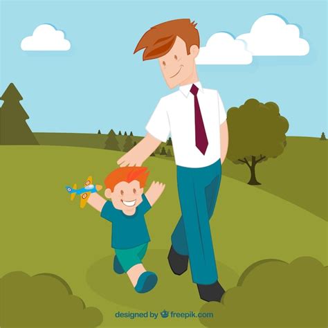 Father And Son Illustration Vector Free Download