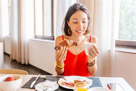 Woman Eating Breakfast In Hotel Buffet Stock Photo Image Of Girl