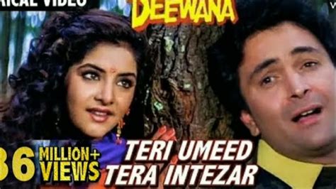 Teri Umeed Tera Intezar Lyrical Video Deewana Rishi Kapoor Divya Bharti 90s Romantic