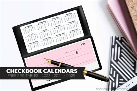 Free Checkbook Calendar Printables 2023 2024 2025