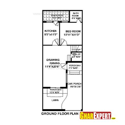 House Plan For 17 Feet By 45 Feet Plot Plot Size 85 Square Yards