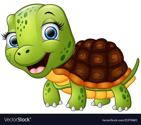 Vector Illustration Of Happy Turtle Cartoon Isolated On White