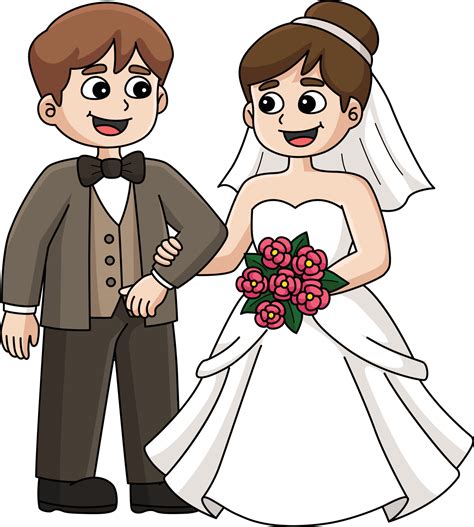 Wedding Groom And Bride Cartoon Colored Clipart 22661353 Vector Art At