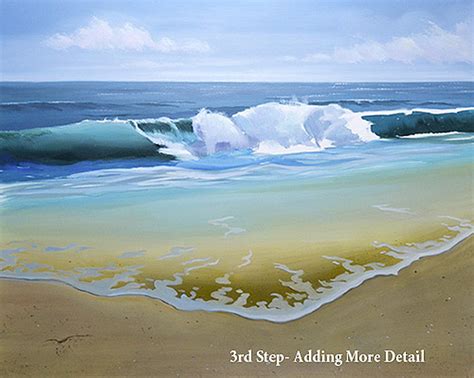 Continuing Seascape Oil Painting Of Ocean Wave With Sandy