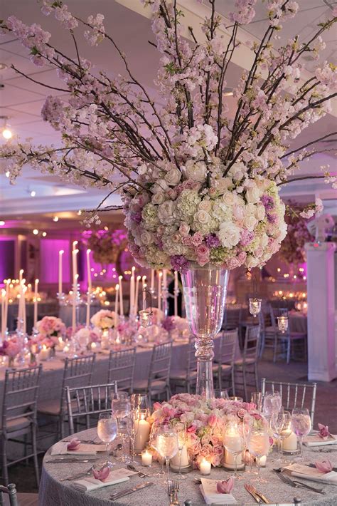 Tall Ornate Pink Cherry Blossom Centerpieces