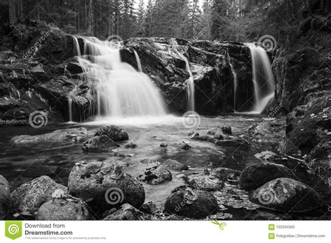 Waterfall On The Mountain Stock Image Image Of Spring 103334563