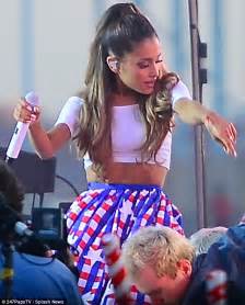 Ariana Grande Lifts Up Her Skirt During Independence Day Concert Taping