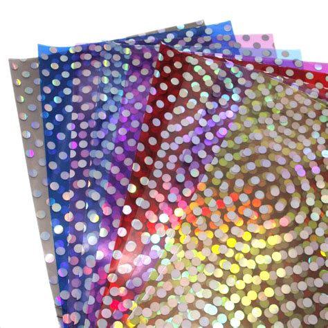 Holographic Polka Dot Vinyl Sheets 10pcssettransparent Vinyl Etsy
