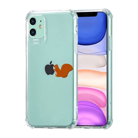 Zoohi Iphone 11 Case Clear With Squirrel Design Shock Absorption Soft