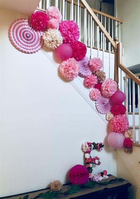 Paper Poms Fans And Lanterns For Babys First Birthday Party